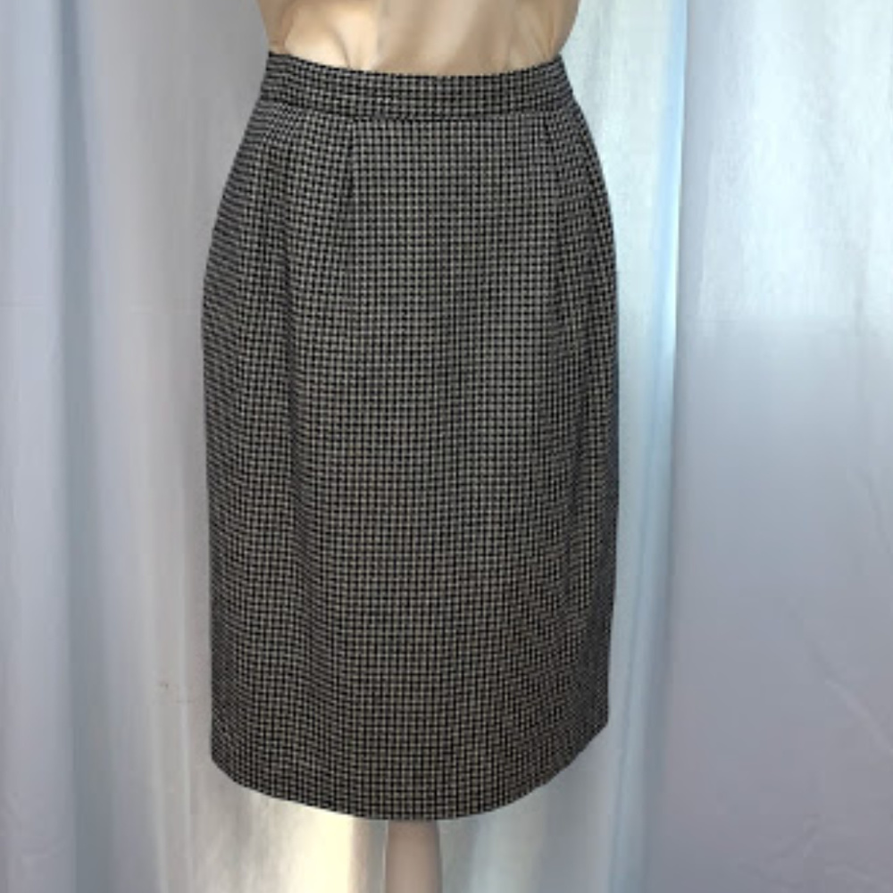 Vintage Houndstooth Wool Skirt